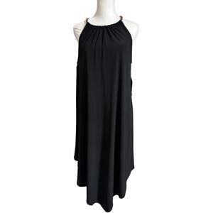 MSK Black Sleeveless Metallic Twisted Rope Halter Dress Medium